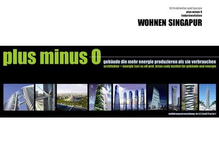 1/1 Lageplan. SE Architektur und Energie plus minus 0 Endpräsentation WOHNEN SINGAPUR.