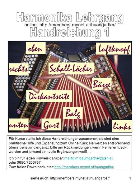 Harmonika Lehrgang Handreichung 1 online: