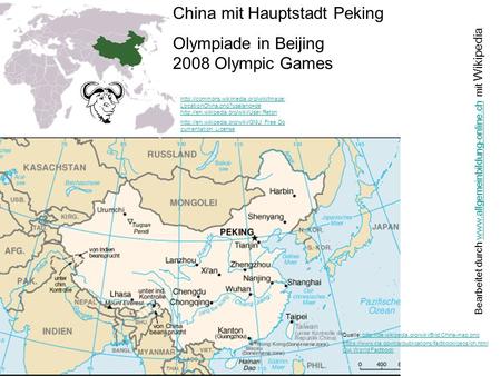 China mit Hauptstadt Peking Olympiade in Beijing 2008 Olympic Games