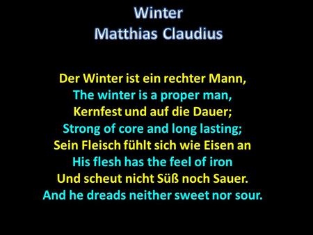 Winter Matthias Claudius
