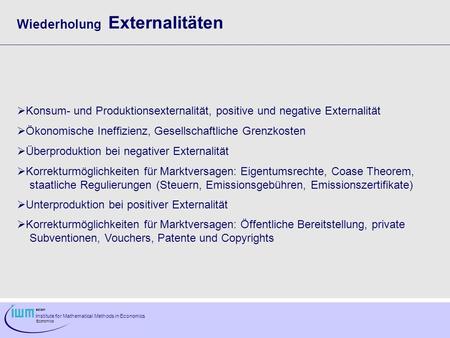 Wiederholung Externalitäten