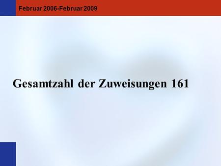 Februar 2006-Februar 2009 Gesamtzahl der Zuweisungen 161.