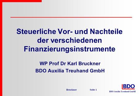 WP Prof Dr Karl Bruckner BDO Auxilia Treuhand GmbH