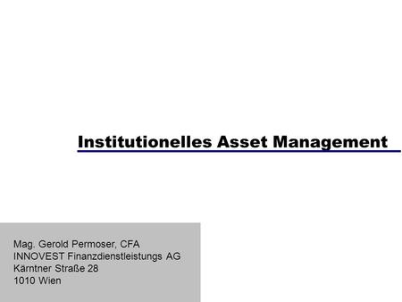 Institutionelles Asset Management