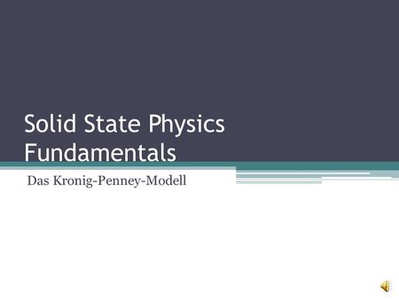Solid State Physics Fundamentals