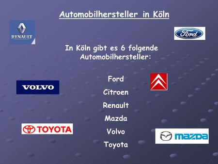 Automobilhersteller in Köln