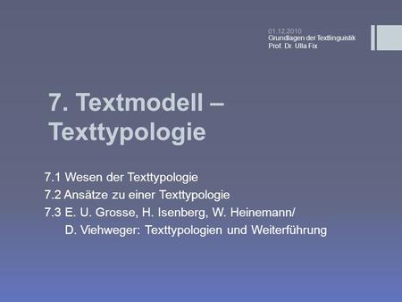 7. Textmodell – Texttypologie