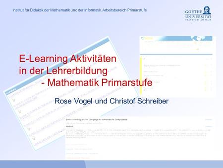 E-Learning Aktivitäten in der Lehrerbildung - Mathematik Primarstufe