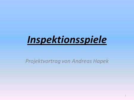 Projektvortrag von Andreas Hapek