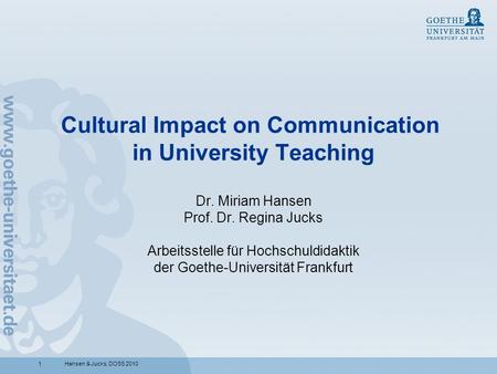 Cultural Impact on Communication in University Teaching