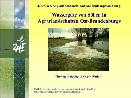 Wassergüte von Söllen in Agrarlandschaften Ost-Brandenburgs