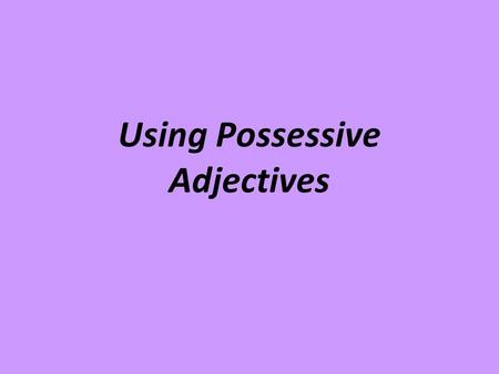 Using Possessive Adjectives