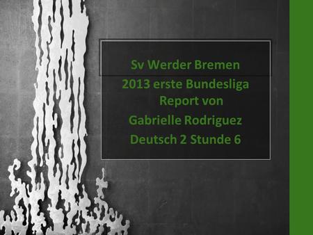 Sv Werder Bremen 2013 erste Bundesliga Report von Gabrielle Rodriguez Deutsch 2 Stunde 6.
