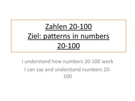 Ziel: patterns in numbers