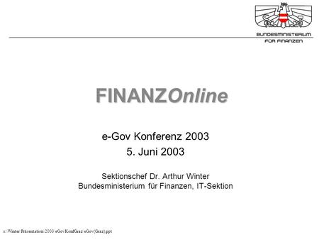 FINANZOnline e-Gov Konferenz Juni 2003