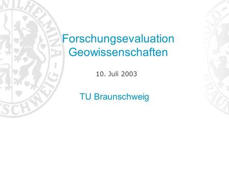 Forschungsevaluation Geowissenschaften