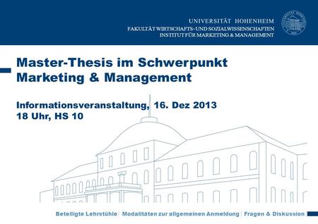 Master-Thesis im Schwerpunkt Marketing & Management