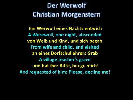 Der Werwolf Christian Morgenstern