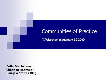 Communities of Practice
