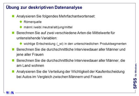 Übung zur deskriptiven Datenanalyse