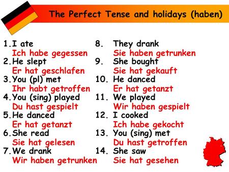 The Perfect Tense and holidays (haben)