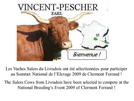 Les Vaches Salers du Livradois ont été sélectionnées pour participer au Sommet National de lElevage 2009 de Clermont Ferrand ! The Salers Cows from Livradois.