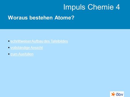 Woraus bestehen Atome? schrittweiser Aufbau des Tafelbildes