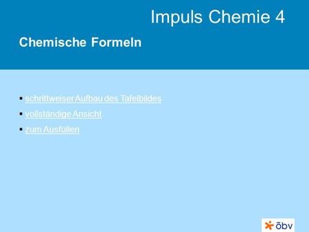Chemische Formeln schrittweiser Aufbau des Tafelbildes