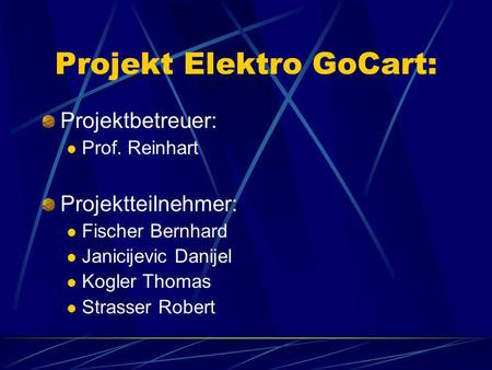 Projekt Elektro GoCart: