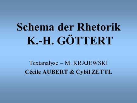 Schema der Rhetorik K.-H. GÖTTERT
