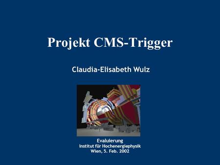 Evaluierung Institut für Hochenergiephysik Wien, 5. Feb. 2002 Claudia-Elisabeth Wulz Projekt CMS-Trigger.