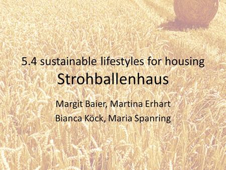 5.4 sustainable lifestyles for housing Strohballenhaus