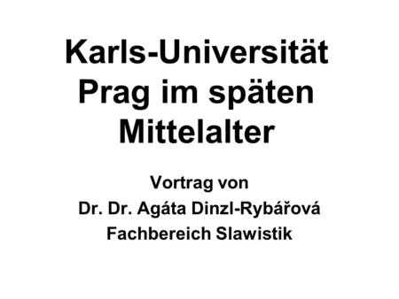 Karls-Universität Prag im späten Mittelalter