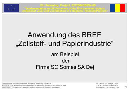 Anwendung des BREF „Zellstoff- und Papierindustrie“