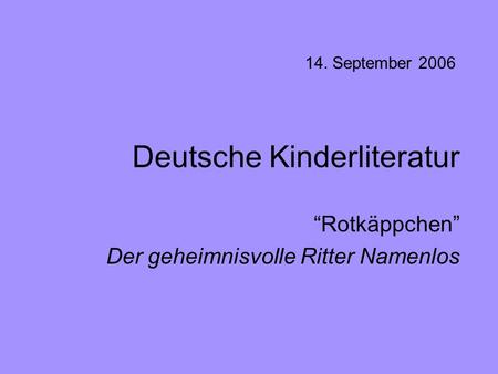 Deutsche Kinderliteratur