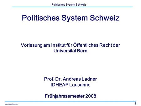 Politisches System Schweiz