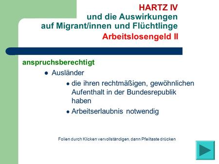 HARTZ IV und die Auswirkungen auf Migrant/innen und Flüchtlinge