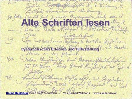 Alte Schriften lesen Alte Schriften lesen Lesen