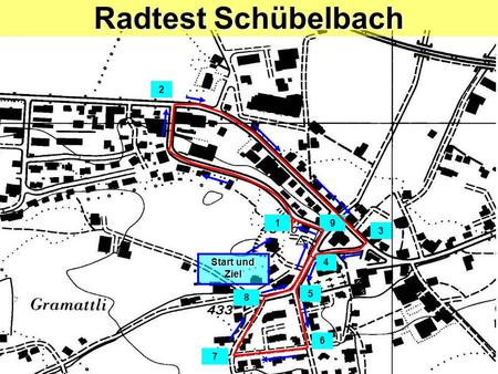 Radtest Schübelbach Start und Ziel 1 8 9 7 2 3 4 5 6.