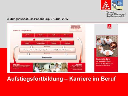 Vorstand Ressort Bildungs- und Qualifizierungspolitik Bildungsausschuss Papenburg, 27. Juni 2012 Aufstiegsfortbildung – Karriere im Beruf.