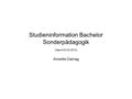 Studieninformation Bachelor Sonderpädagogik (Stand 03.04.2012) Annette Damag.