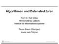 Algorithmen und Datenstrukturen Prof. Dr. Ralf Möller Universität zu Lübeck Institut für Informationssysteme Tanya Braun (Übungen) sowie viele Tutoren.