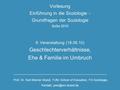 Vorlesung Einführung in die Soziologie - Grundfragen der Soziologie SoSe 2010 9. Veranstaltung (18.06.10) Geschlechterverhältnisse, Ehe & Familie im Umbruch.