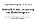 Multiplikatorentagung 10. 11. 2009 Methodik in der Umsetzung des Modelllehrplans Grundlagen, Überlegungen und Hinweise von R. Stähli, SHL, Zollikofen.