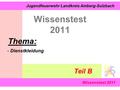 Jugendfeuerwehr Landkreis Amberg-Sulzbach Jugendfeuerwehr Landkreis Amberg-Sulzbach Wissenstest 2011 Thema: - Dienstkleidung Teil B.