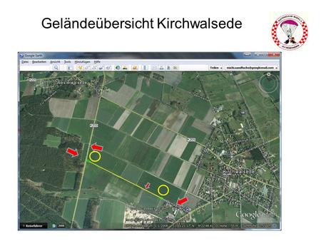 Geländeübersicht Kirchwalsede. Sicherheitseinweisung Gelände III (Auflagen) Maximal zulässige Ausklinkhöhe: 500m GND Starts und Landungen nur in den zulässigen.
