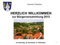 HERZLICH WILLKOMMEN zur Bürgerversammlung 2015 Gemeinde Tiefenbach am Dienstag, 24. November in Tiefenbach 1.