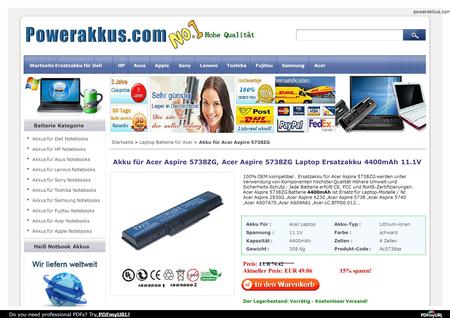 Powerakkus.com Startseite Ersatzakku für DellHPAsusAppleSonyLenovoToshibaFujitsuSamsungAcer Batterie Kategorie Akkus für Dell Notebooks Akkus für HP Notebooks.
