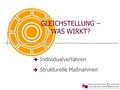 GLEICHSTELLUNG – WAS WIRKT?  Individualverfahren  Strukturelle Maßnahmen.