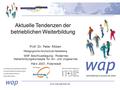 Www.wap.agenturQ.de Prof. Dr. Peter Röben Pädagogische Hochschule Heidelberg Aktuelle Tendenzen der betrieblichen Weiterbildung WAP Abschlusstagung: Modernes.